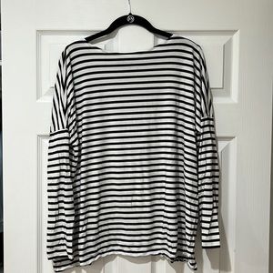 HATCH maternity black and white striped long sleeve shirt. Stretchy.